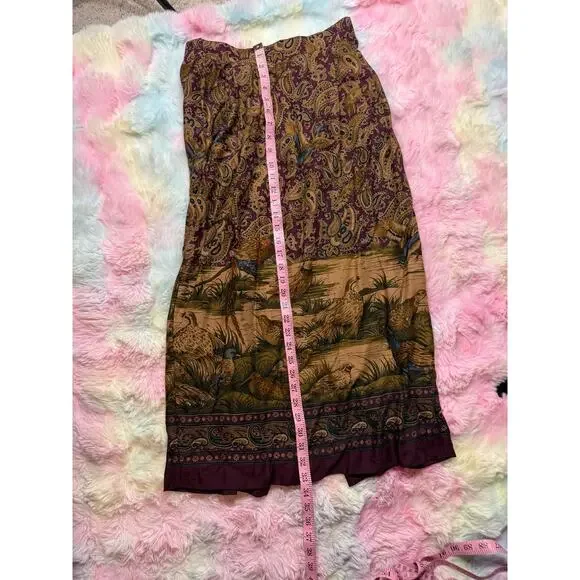 Vintage Alexander Campbell Rayon Paisley Bird Skirt 8 - Picture 8 of 10